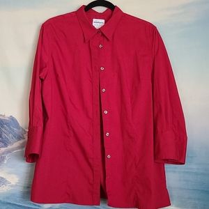 Women's Red Wear Guard Button Blouse 3/4 Sleeve…